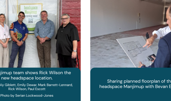 The Hawaiian Ride for Youth Inland Peloton and Bevan Eatts MLA visits the soon to be headspace Manjimup location. 1 Youth Focus