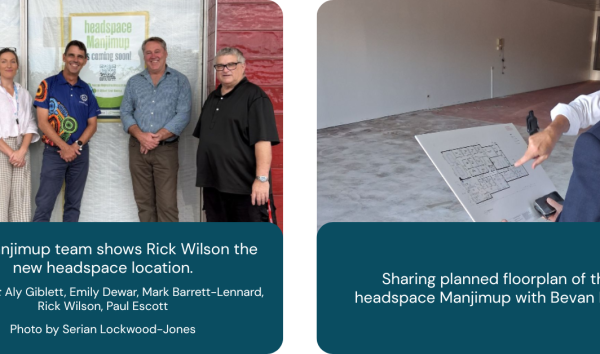 The Hawaiian Ride for Youth Inland Peloton and Bevan Eatts MLA visits the soon to be headspace Manjimup location. 6 Youth Focus